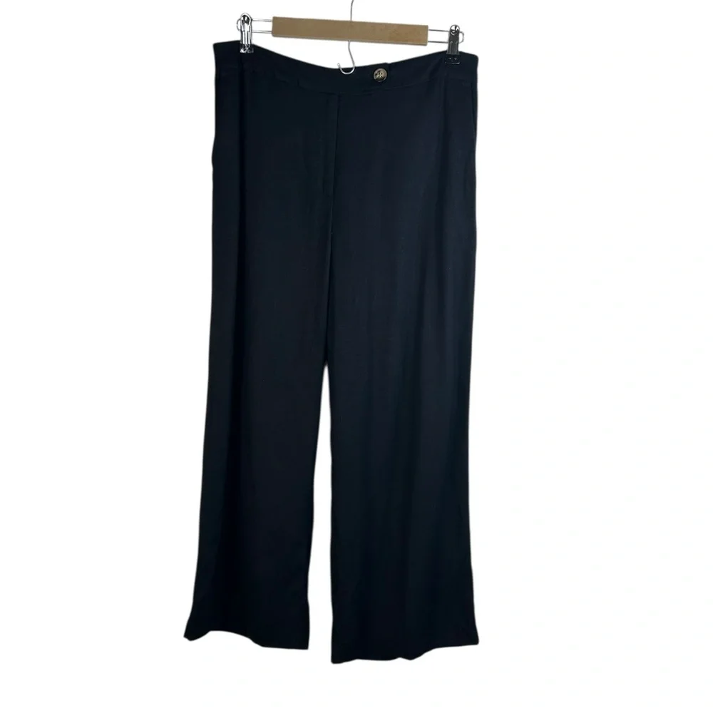Black Women's Wide-Leg Linen Blend Pants NWT 12